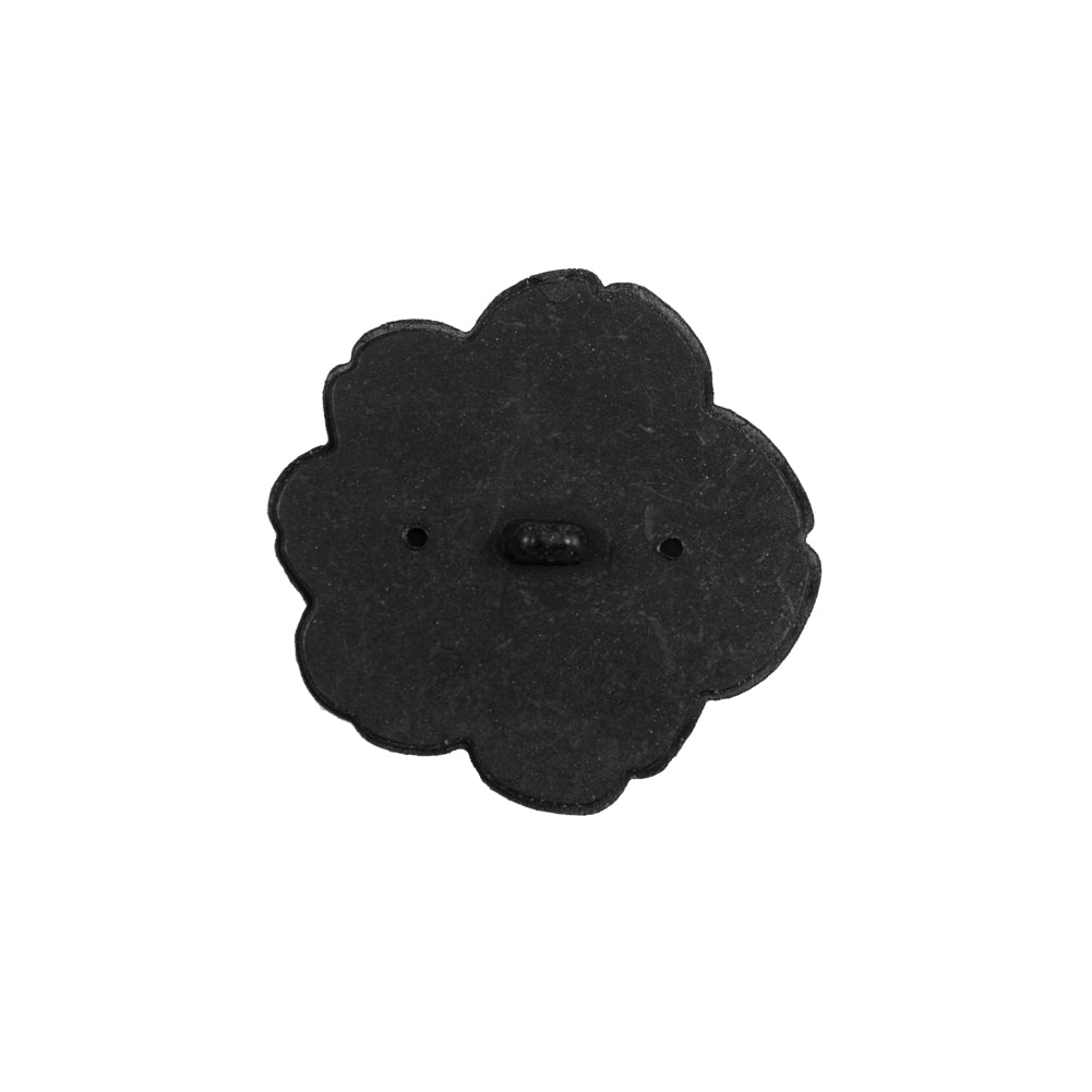 Italian Black Flower Shank Back Button - 36L/23mm Detail