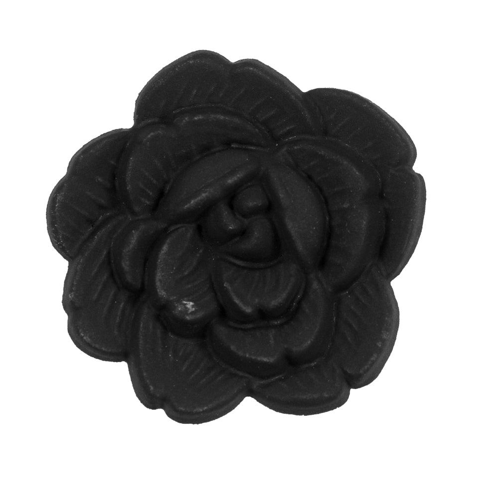 Italian Black Flower Shank Back Button - 54L/34mm