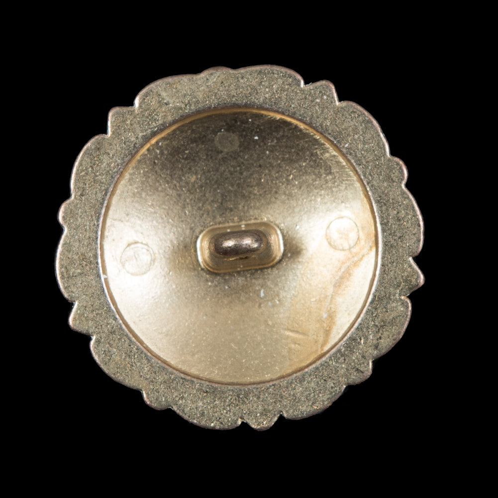 Italian White and Gold Floral Metal Shank Back Button - 44L/28mm Detail