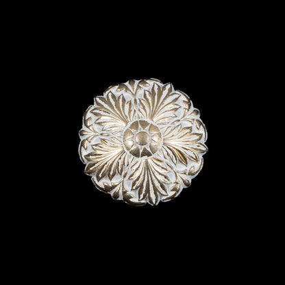 Italian White and Gold Floral Metal Shank Back Button - 32L/20mm
