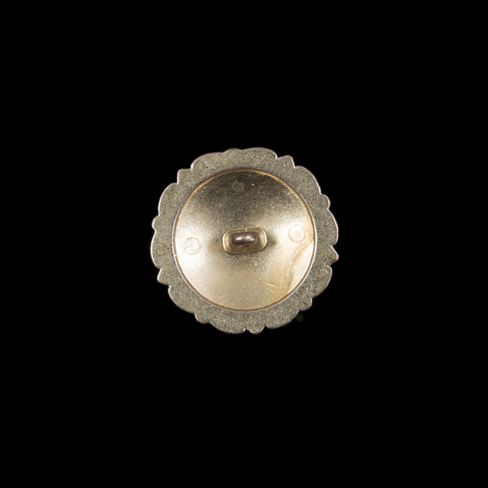 Italian White and Gold Floral Metal Shank Back Button - 24L/15mm - Detail