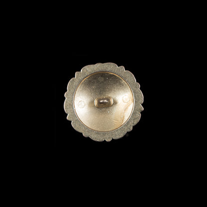 Italian White and Gold Floral Metal Shank Back Button - 24L/15mm - Detail
