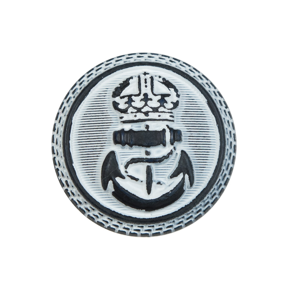 Italian White and Navy Anchor Shank Back Button - 40L/25.5mm