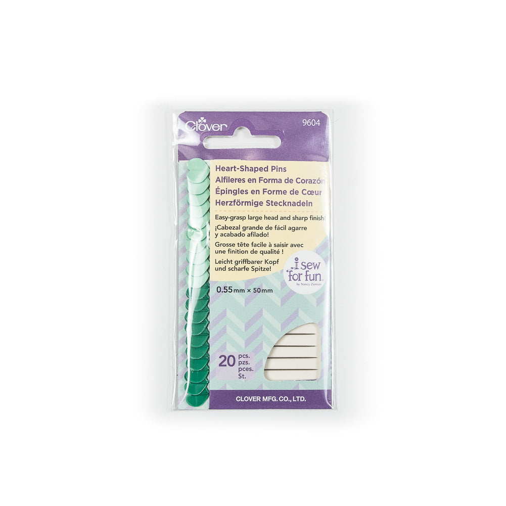 Clover Green Heart Shaped Pins - 20 Count - Detail