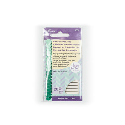 Clover Green Heart Shaped Pins - 20 Count - Detail