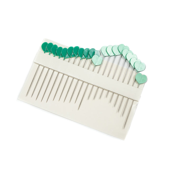 template--25130090922057__main-Clover Green Heart Shaped Pins - 20 Count