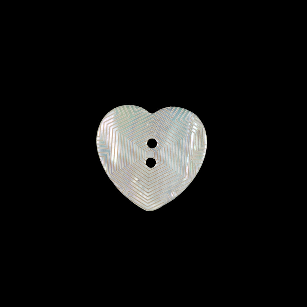 Italian Iridescent Heart-Shaped Shell Button - 24L/15mm