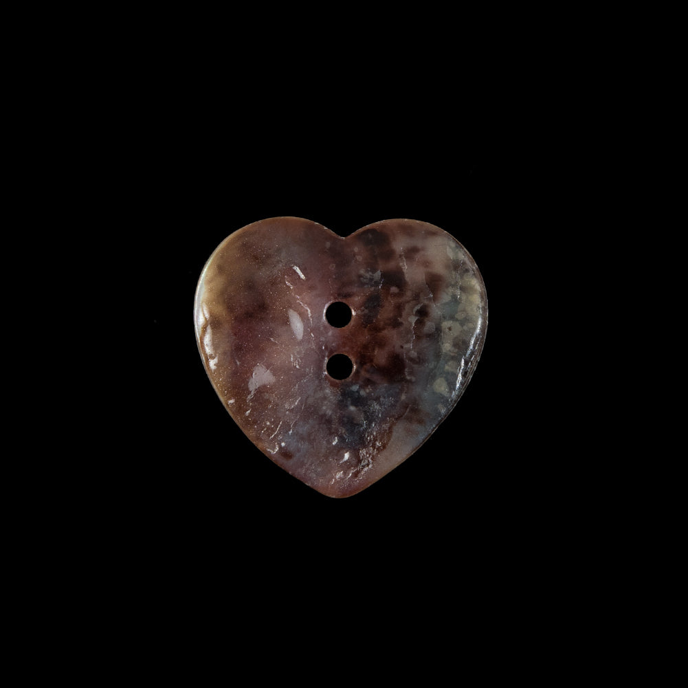 Italian Iridescent Heart-Shaped Shell Button - 32L/20mm - Detail