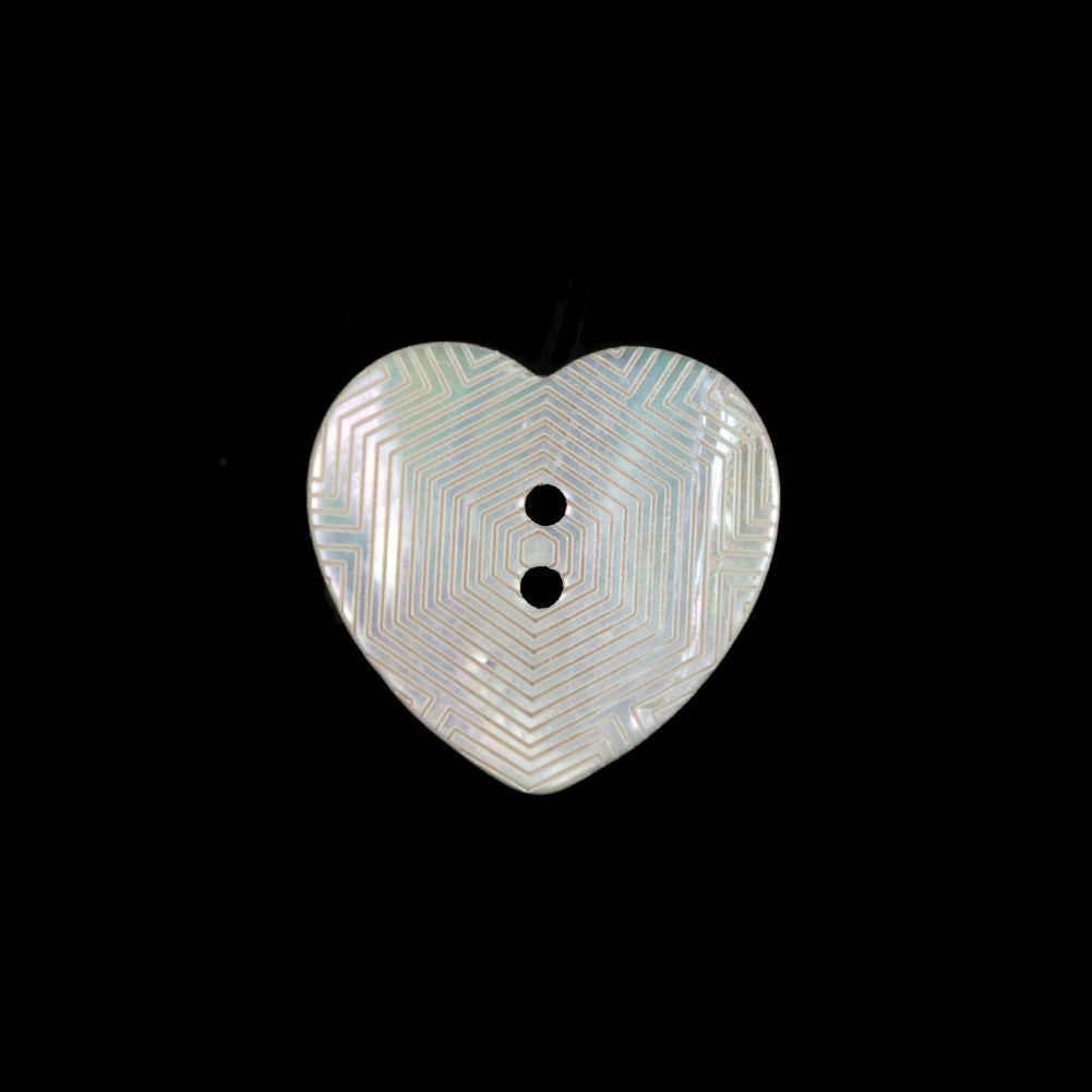 Italian Iridescent Heart-Shaped Shell Button - 32L/20mm