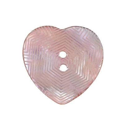 Italian Pink Heart-Shaped Shell Button - 40L/25.5mm