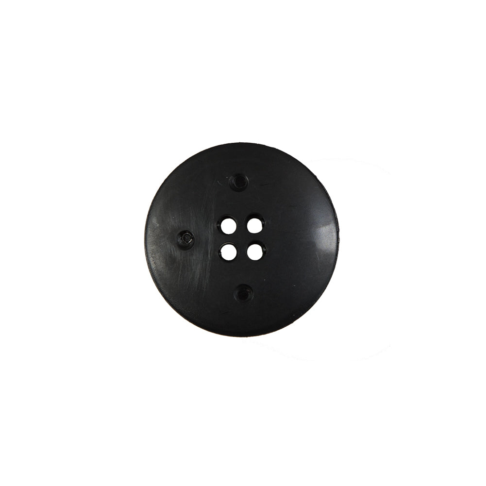 Italian Black Plastic 4-Hole Button - 24L/15mm - Detail