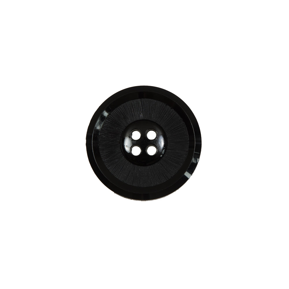 Italian Black Plastic 4-Hole Button - 24L/15mm