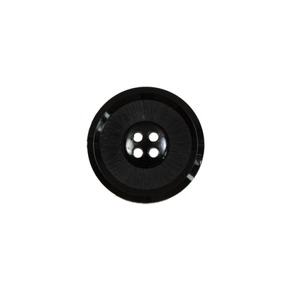 Italian Black Plastic 4-Hole Button - 24L/15mm
