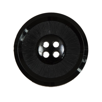 Italian Black Plastic 4-Hole Button - 44L/28mm