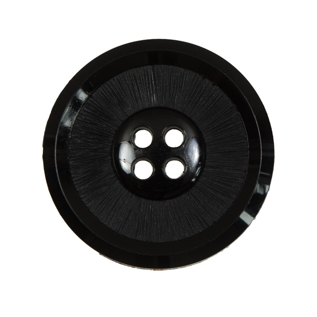 Italian Black Plastic 4-Hole Button - 44L/28mm