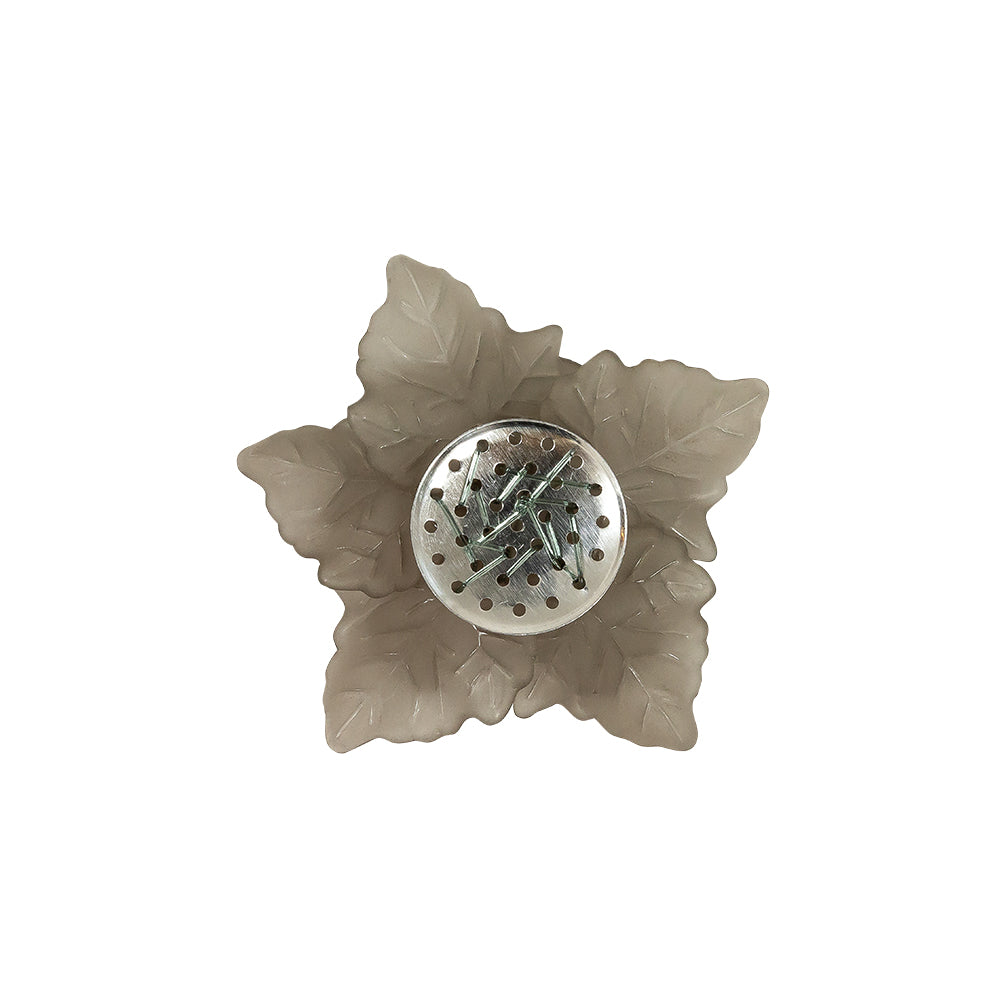 Italian Frosted Antracite 3D Flower Applique with Gray Center Bead - 2 - Detail