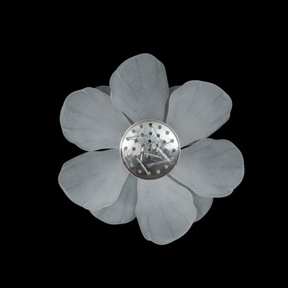 Italian Frosted White 3D Flower Applique with Gold and Clear Beads - 2.5 - Detail