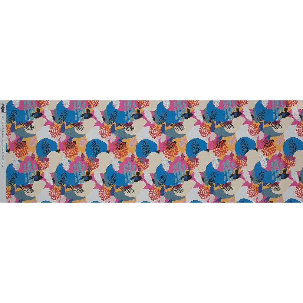 Cotton Poplin - Pink, Blue and Yellow Abstract - Etudier en Spontaneite Print - Mood Exclusive Avenable Collection Folded