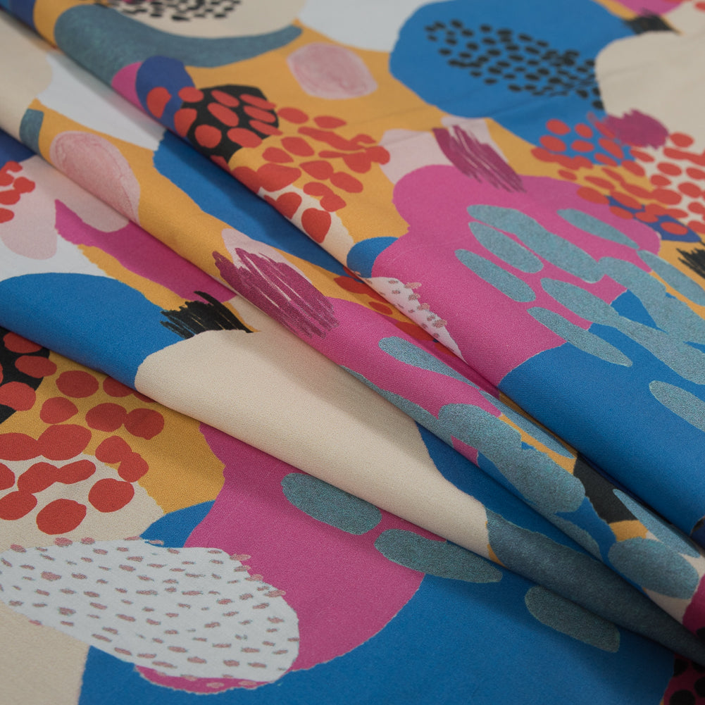 Cotton Poplin - Pink, Blue and Yellow Abstract - Etudier en Spontaneite Print - Mood Exclusive Avenable Collection Detail