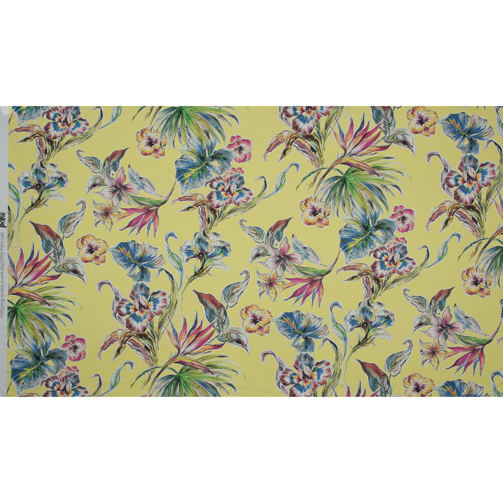 Cotton Poplin - Vibrant Yellow Floral - Creativite Epanouie Print - Mood Exclusive Avenable Collection Folded
