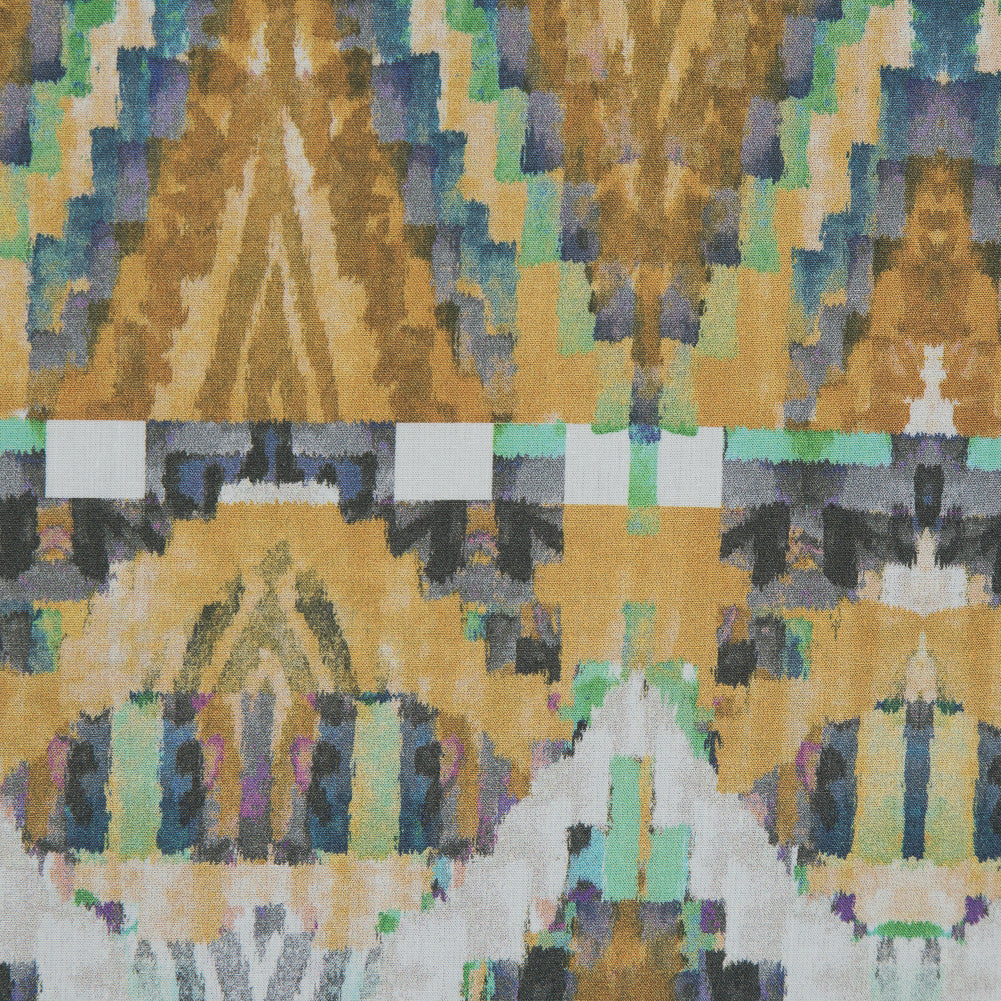 Cotton Poplin - Blue and Yellow Stairstep Diamonds - Formes Jaunes Print - Mood Exclusive Avenable Collection Detail