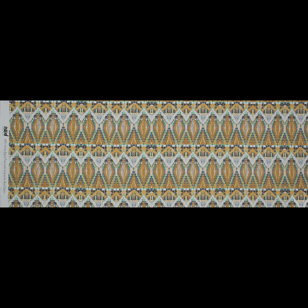 Cotton Poplin - Blue and Yellow Stairstep Diamonds - Formes Jaunes Print - Mood Exclusive Avenable Collection Full