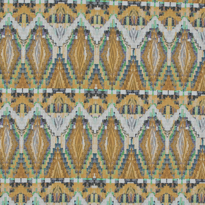 Cotton Poplin - Blue and Yellow Stairstep Diamonds - Formes Jaunes Print - Mood Exclusive Avenable Collection