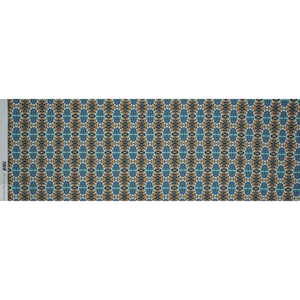 Mood Exclusive Penny Arcade Orange and Blue Cotton Poplin - Folded