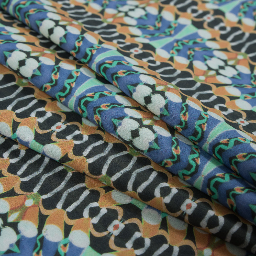 Mood Exclusive Penny Arcade Orange and Blue Cotton Poplin - Detail