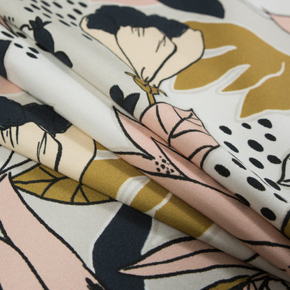 Stretch Cotton Sateen - Peach Parfait Floral - Pushing Up Daisies Print - Mood Exclusive Avenable Collection Detail