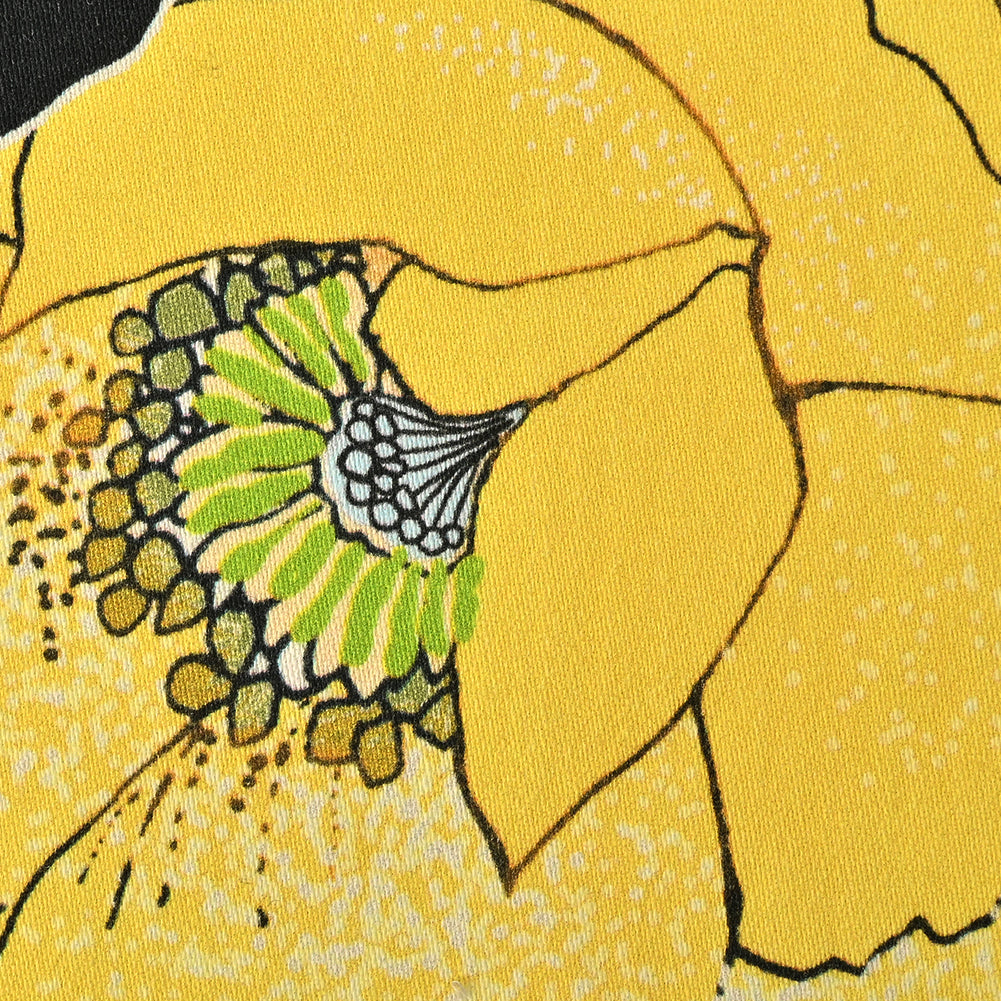 Mood Exclusive Floral Phantasmagoria Sky Blue and Yellow Stretch Cotton Sateen - Detail