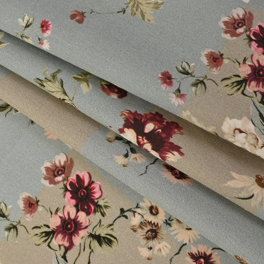 Mood Exclusive Ornamental Divergence Sky Blue and Gray Cotton Lawn - Folded