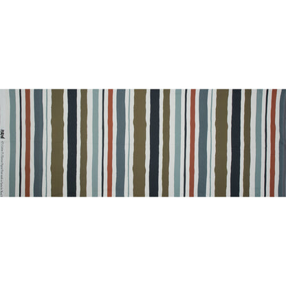 Stretch Cotton Sateen - Blue and Olive Painted Stripes - Cool Meridians Print - Mood Exclusive Avenable Collection Folded