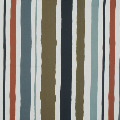 Stretch Cotton Sateen - Blue and Olive Painted Stripes - Cool Meridians Print - Mood Exclusive Avenable Collection