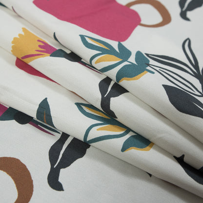 Cotton Poplin - Pink Sorbet Shapes and Flowers - Midnight Swing Print - Mood Exclusive Avenable Collection Detail