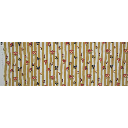 Cotton Poplin - Flowers over Mustard Yellow Stripes - Flores de Vitalidad Print - Mood Exclusive Avenable Collection Folded