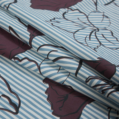 Cotton Poplin - Burgundy Striped Floral - Flores de Alegría Print - Mood Exclusive Avenable Collection Folded