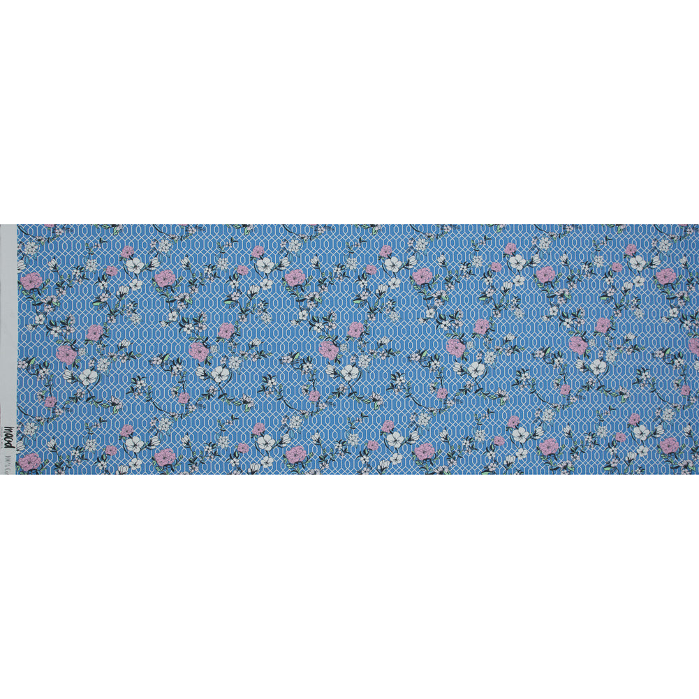 Cotton Poplin - Blue Floral and Geometric - La Fortuna de lo Memorable Print - Mood Exclusive Avenable Collection Folded