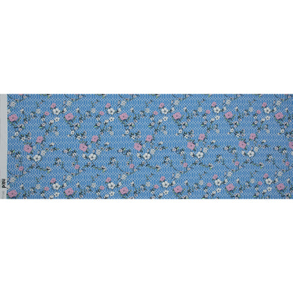 Cotton Poplin - Blue Floral and Geometric - La Fortuna de lo Memorable Print - Mood Exclusive Avenable Collection Folded