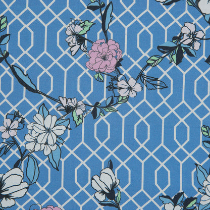 Cotton Poplin - Blue Floral and Geometric - La Fortuna de lo Memorable Print - Mood Exclusive Avenable Collection Full