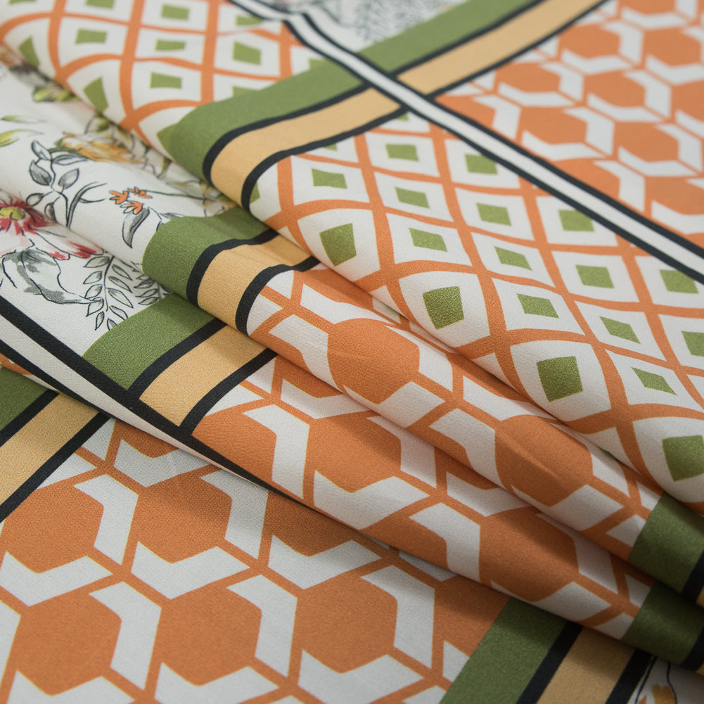 Mood Exclusive Italian Wedding Green and Orange Cotton Poplin - Detail