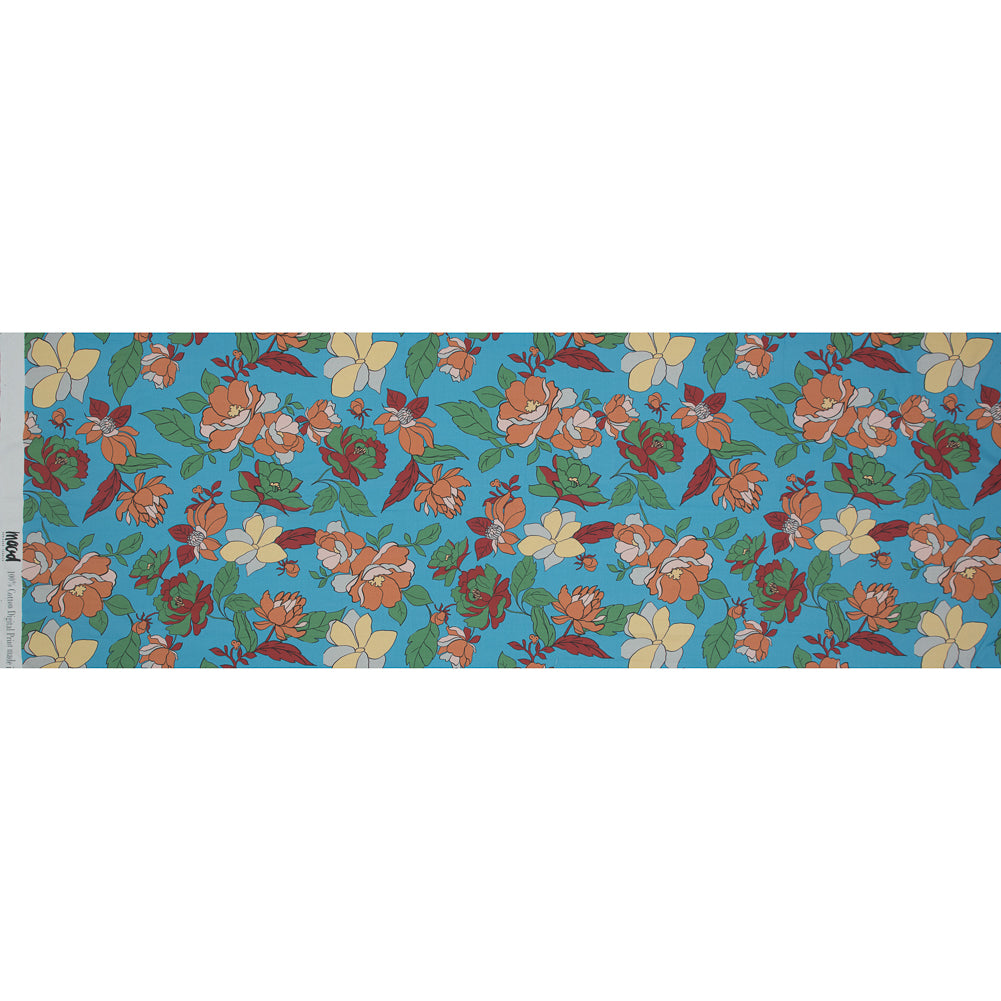 Cotton Poplin - Blue Floral - Libertad de Excelencia Print - Mood Exclusive Avenable Collection Folded