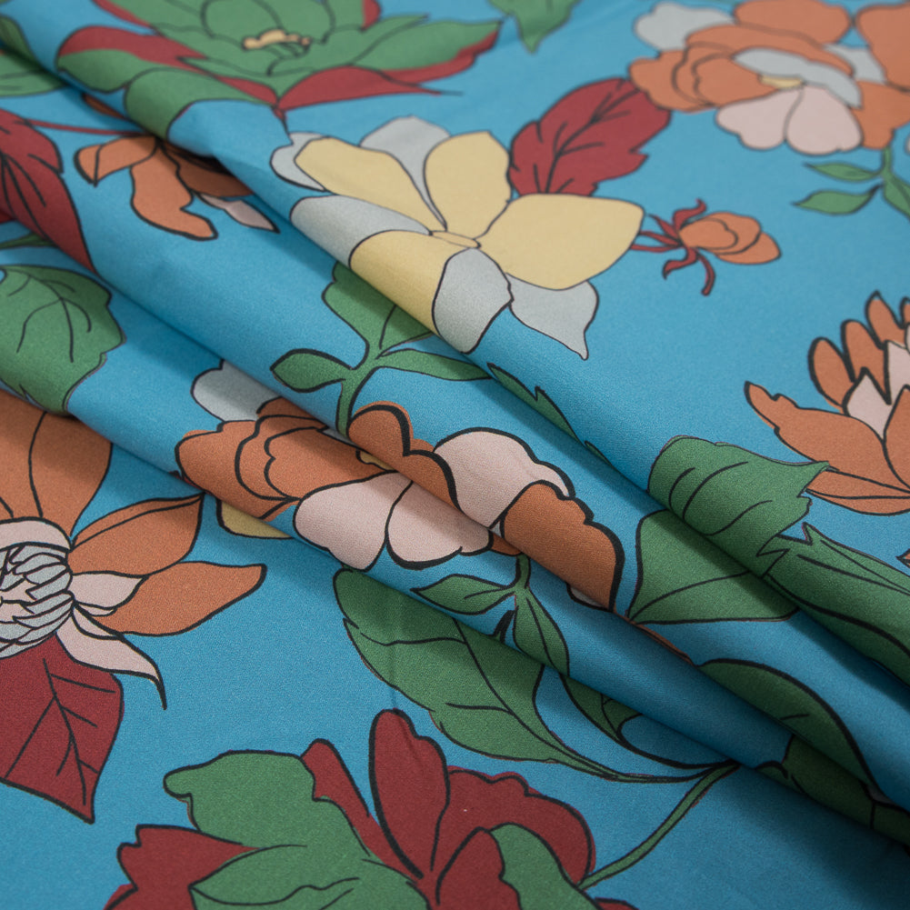 Cotton Poplin - Blue Floral - Libertad de Excelencia Print - Mood Exclusive Avenable Collection Detail