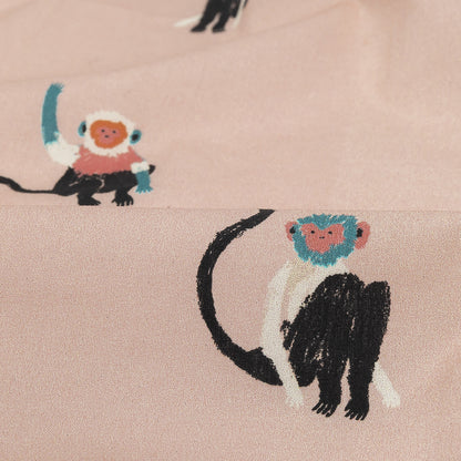 Cotton Poplin - Pink Monkeys - Scimmie Curiosie Print - Mood Exclusive Avenable Collection Full