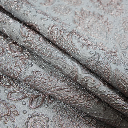 Rose Gold and Silver Luxury Paisley Metallic Brocade - Detail