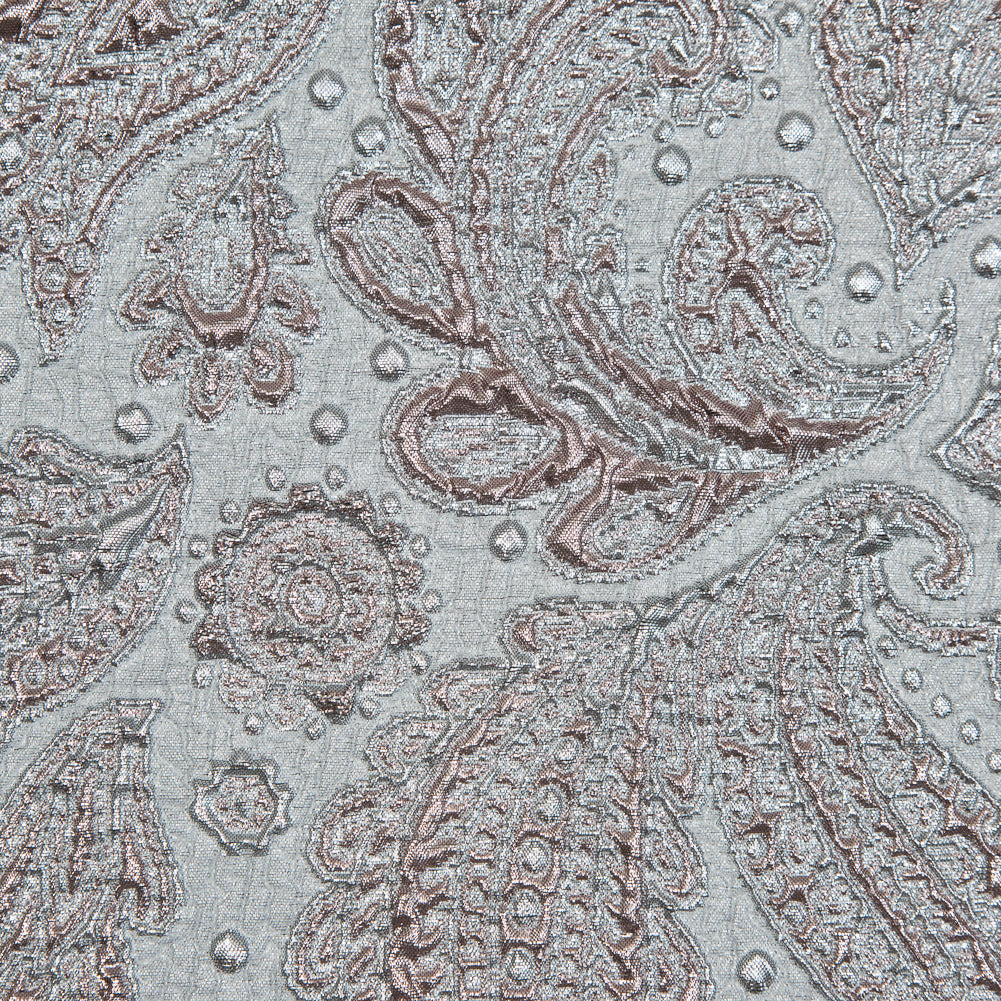 Rose Gold and Silver Luxury Paisley Metallic Brocade - Full
