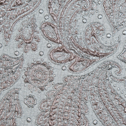 Rose Gold and Silver Luxury Paisley Metallic Brocade - Full