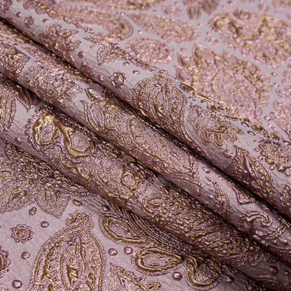 Pink and Gold Luxury Paisley Metallic Brocade - Detail