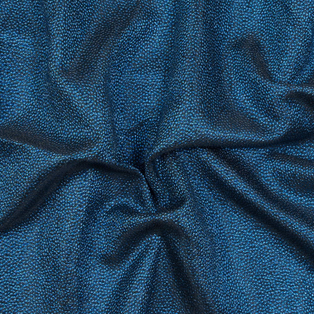 Metallic Blue and Black Cheetah Spotted Luxury Brocade