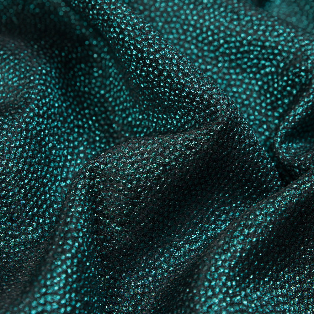 Metallic Teal and Black Cheetah Spotted Luxury Brocade - Full